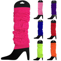 LEG WARMERS Knitted Womens Neon Party Knit Ankle Fluro Dance Costume 80s Pair