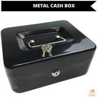 Lockable METAL CASH BOX Deposit Petty Cash Slot Money Safe Portable 2 Keys