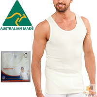 Men's THERMAL Sleeveless Athletic Singlet Top Merino Wool Underwear MADE IN AUS