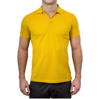 100% ORGANIC COTTON POLO SHIRT Slim Fit T Shirt Top - Ocre (Dark Yellow) - S