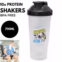10x PROTEIN SHAKER Gym Supplement Blender Mixer Shake Ball Bottle 700ml BULK