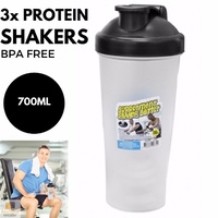 3x PROTEIN SHAKER Gym Supplement Blender Mixer Shake Ball Bottle 700ml BULK