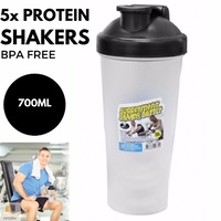 5x PROTEIN SHAKER Gym Supplement Blender Mixer Shake Ball Bottle 700ml BULK