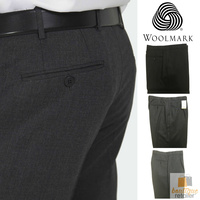 Mens Pure Wool Trousers Pin Striped Woolmark Business Formal Corporate Pants