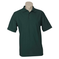 Mens Polo Top Shirt Plain Casual Short Sleeve Pique Knit Basic UPF Rated T-Shirt - Bottle Green - S