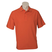 Mens Polo Top Shirt Plain Casual Short Sleeve Pique Knit UPF T-Shirt - Orange