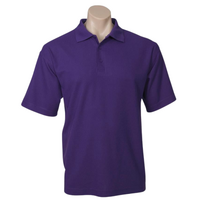 Mens Polo Top Shirt Plain Casual Short Sleeve Pique Knit Basic UPF Rated T-Shirt - Purple - L