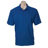 Mens Polo Top Shirt Plain Casual Short Sleeve Pique Knit T-Shirt - Royal Blue - M