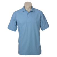 Mens Polo Top Shirt Plain Casual Short Sleeve Knit Basic T-Shirt - Sky Blue