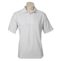 Mens Polo Top Shirt Plain Casual Short Sleeve Pique Knit Basic UPF Rated T-Shirt - Snow Marle (Grey)