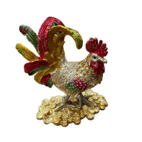 ROOSTER TRINKET JEWELLERY BOX Figurine Home Decor Ornament Chicken Jewelled