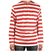 ADULTS Wheres Wally Book Week Red and White Striped Top Shirt Costume Party Dress Up 