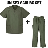 Unisex Classic SCRUBS SET Medical Nursing Vet Uniform Top & Pants H10612 H10610