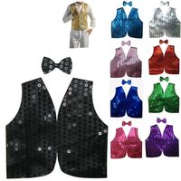 Men's SEQUIN VEST Dance Costume Party Coat Disco Accessory Sparkle Waistcoat