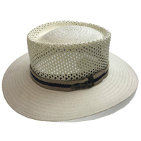 Natural STRAW PANAMA HAT FEDORA Summer Trilby Sun MADE IN USA