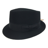 The Bradley Porkpie 100% Genuine Wool Felt Hat Fedora Trilby Formal Jazz Brim