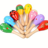 3x WOODEN MARACAS Musical Egg Percussion Toy Shakers Rattles Rumba Party