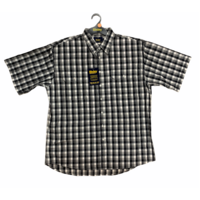 Bisley Men's Short Sleeve Shirt Checkered Cotton Blend Casual Business Work - Grey