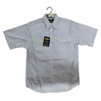 Bisley Men's Short Sleeve Check Shirt Checkered Cotton Blend Casual Business Work - Beige