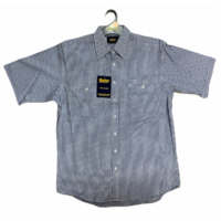 Bisley Men's Short Sleeve Check Shirt Checkered 100% Cotton Casual Business Work - Blue