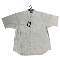 Bisley Men's Short Sleeve Check Shirt Checkered 100% Cotton Casual Business Work - Dark White