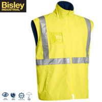 BISLEY Hi Vis Taped Rain Wet Weather Vest Fleece Lined Warm Winter - Yellow