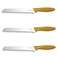 3Pc Set 20.5cm Culinare Bread Knife Stainless Steel Kitchen Chef with Cover