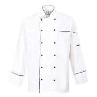 Portwest 100% Cotton Cambridge Chefs Jacket Cook Kitchen - White