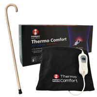 2Pc Set 93cm Wooden Walking Stick Cane + Thermo Comfort Heat Pad Electric Relief 
