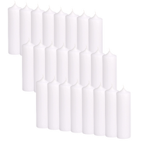 24x Premium Church Candle Pillar Candles White Unscented Lead Free 48Hrs - 5*20cm 