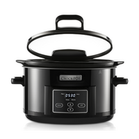 Crock Pot Slow Cooker 4.7L Hinged Lid Food Pressure Kitchen Auto Keep Warm - Black