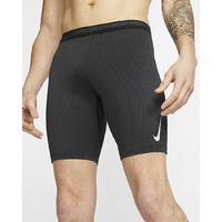 Nike Mens Aeroswfit 1/2 Length Base Layer Gym Pants Running Tights Shorts - Black/White