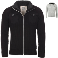 Men's CROSSHATCH Zip Up SHERPA Jacket Fur Lined Jumper 100% Cotton Sweater