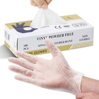 100pcs Vinyl Clear Powder Free Disposable Gloves - Medium (1 Box)