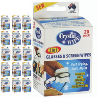 Crystal Wipes Glasses & Screen Wipes Soft Microfibre Lens Cleaner Cloth Watch - 240 Pack