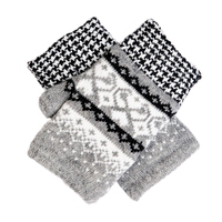 Dents Womens Fair Isle Knitted Fingerless Gloves Warm Winter Premium Knit  - Dove Grey