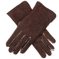 DENTS Ladies Womens Hand Sewn Real Lambskin Premium Gloves Hannah - Mahogany