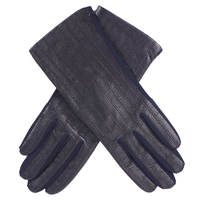 DENTS Womens Olivia Silk Leather & Elastane Gloves - Navy - One Size
