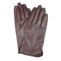 Dents Womens Classic Leather Gloves Winter Warm Soft Smooth Grain - Chocolate 