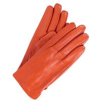 Dents Womens Classic Leather Gloves Winter Warm Soft Smooth Grain - Orange