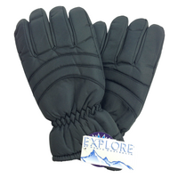 Mens Thermal Ski Gloves Waterproof Warm Winter Snow Insulation Plain - Black - S/M