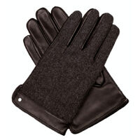 Dents Leather Wool Gloves Fleece Lined Warm  Mens Winter Herringbone - Brown