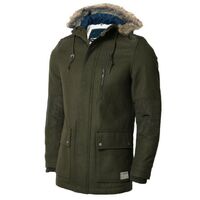 DISSIDENT Men's Quilted Hooded Parka Coat Jacket Warm Winter Wool Blend