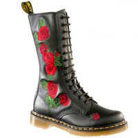 Dr. Martens Vonda 14 Eye Genuine Leather Boots Lace Up Shoes Floral Embroidered 1914