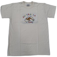 Adult Australia Kangaroo T Shirt Tee 100% Cotton Top Aussie Day - Beige