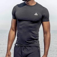 Peak Mens P-DRY Compression Tee Shirt Sport Workout - Black