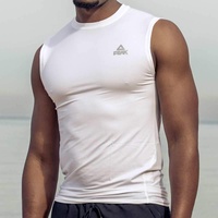 PEAK Men's Bio Fits Compression Top Sleeveless Vest DryCool Singlet - White