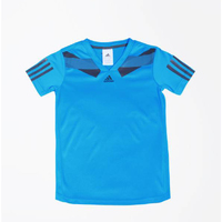 Adidas Boy's Striped V-neck Tennis T-Shirt Blue Training Sports Athletic
