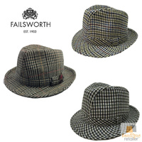 FAILSWORTH Stafford Tweed Hat Trilby Wool Blend Winter Made in UK Snap Brim