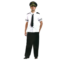 Mens PILOT COSTUME Airline Captain Party Fancy Dress Halloween  Adults